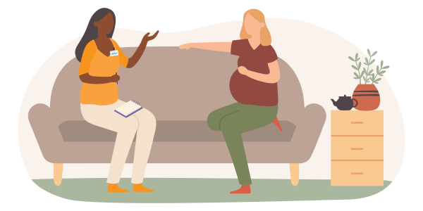 A Public Health Nurse meets with a pregnant person